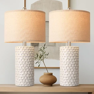 PARTPHONER 23" Modern Ceramic Table Lamp Set of 2, Table Lamps for Living Room, - Picture 1 of 12