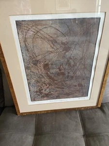 Framed Abstract Wall Art Free Form Jackson Pollock Style Signed Hostwiey ? - Picture 1 of 13