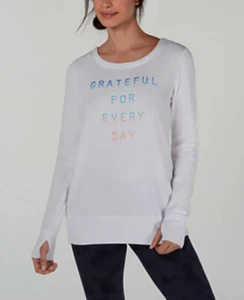 Ideology "Grateful for Every Day" Strappy-Back Fleece Sweatshirt; White (Small) - Picture 1 of 1