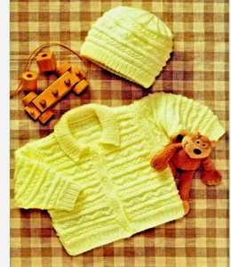 Ukhka-51 Baby / Child Jacket & Hat Knit. Pattern 41-66 cm / 16-26" DK - Picture 1 of 4