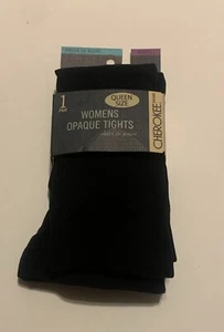 Cherokee Queen Size 1 Womens Opaque Tights sheer to Waist - Picture 1 of 2