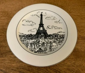 1 Bread Butter Plate Mikasa Parisian Scenes Black Scenes of Paris Ultima Plus - Picture 1 of 2