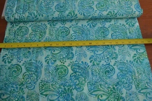By 1/2 Yd, Turquoise & Blue Paisley Batik, Indonesia, Hoffman, Hand-Painted,B521 - Picture 1 of 5