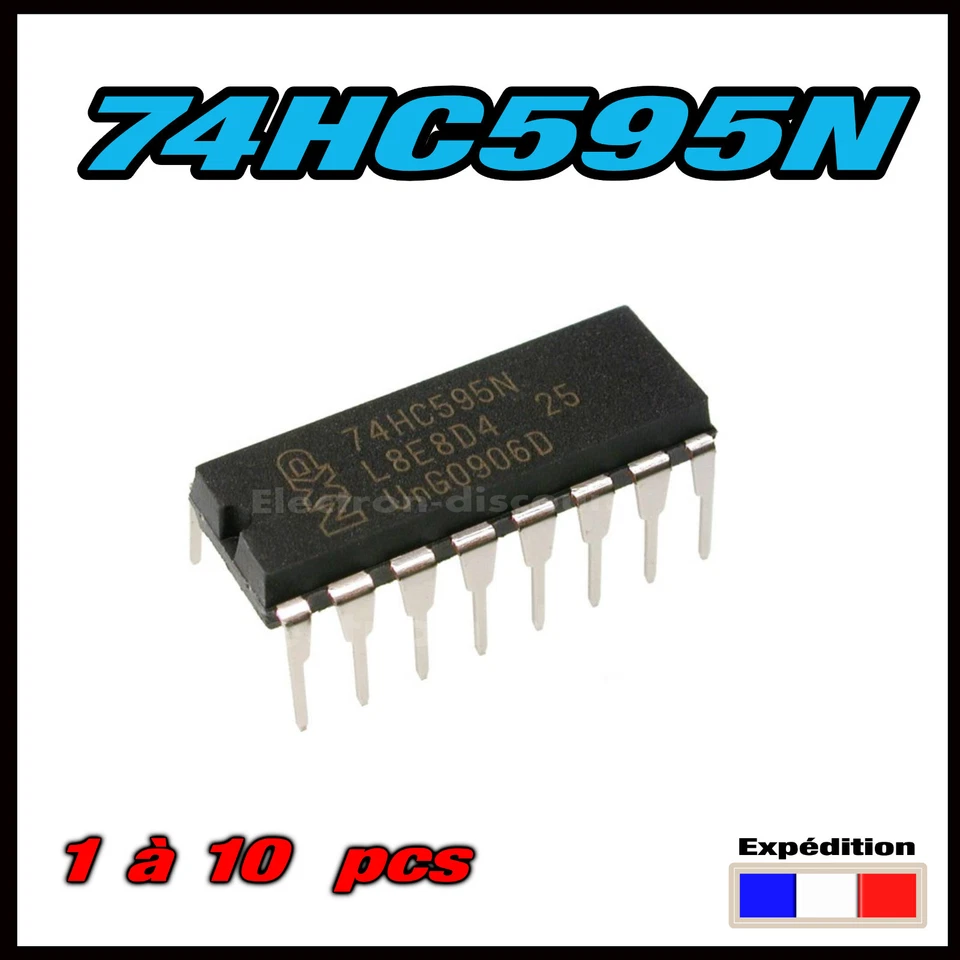 SK87 1546# 74HC595N, Registre à Decalage 8 bits, DIP-16 - 74HC595