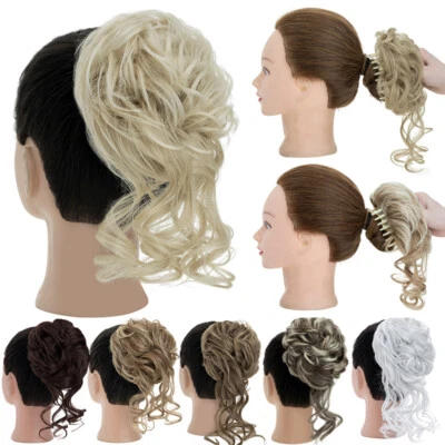 Кудрявая грязная булочка волос изделие челюсти коготь Scrunchie Updo толстая клипса в волосы расширения - Изображение 1 из 4