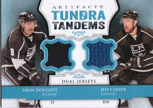 JEFF CARTER & DREW DOUGHTY 2013-14 ARTIFACTS TUNDRA TANDEMS DUAL GAME JERSEYS - Picture 1 of 1