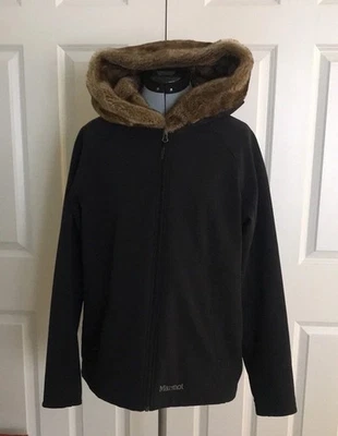 Marmot Black Coat With Faux Mink Fur Lined Hood XL - Image 1 of 4