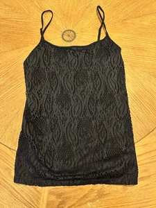 Ann Taylor Factory Women’s Size Med Camisole Top Black Lace Spaghetti Strap - Picture 1 of 5