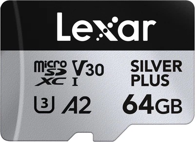 64 GB Scheda Micro SD Silver Plus, Scheda Di Memoria Flash Microsdxc UHS-I Con A - Immagine 1 di 4