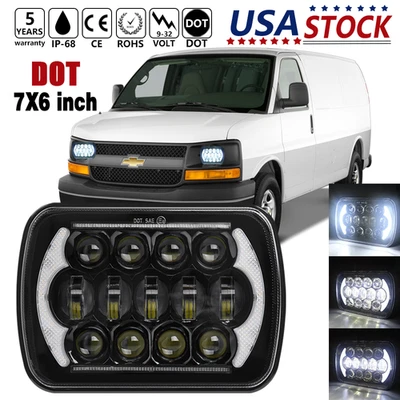 Faro LED 7x6" haz alto/bajo DRL apto para GMC Savana 1500 2500 3500 Safari Van Foto 1 de 4