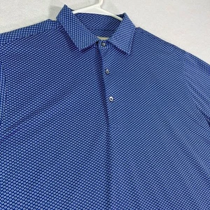 Donald Ross Camicia Uomo Blu Medio Golf Polo Performance Elasticizzata Geometrica - Foto 1 di 9