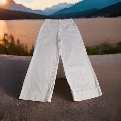 Bagatelle Collection Pants Women's 6 High Waist Wide Leg Crop Stretch Bone White - Image 1 of 4