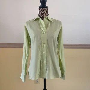 Piattelli Barney's New York Women's Green Herringbone Dress Shirt Size 42 L13 - Picture 1 of 4