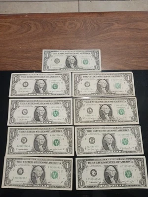 Us Dollar Notes Lot Of 9 Old Dates 99 95 93 88 85 81 77 74 69 - Image 1 of 4