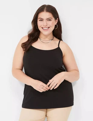 Cami de algodón Lane Bryant negra talla grande 18/20L de alto nueva con etiquetas Foto 1 de 4