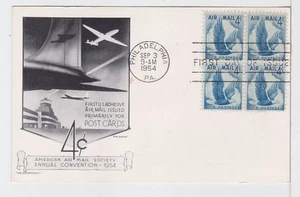 TurtlesTradingPost - 4 Cent Airmail Stamp #C48- 1954 FDC Aristocrats Block of 4 - Picture 1 of 1