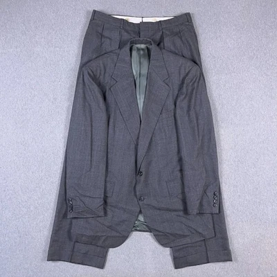 VTG Polo Ralph Lauren Suit Mens 40R / 33x30 Gray Windowpane Union Made in USA - Image 1 of 4