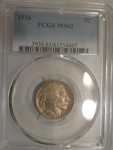 1916 Buffalo Nickel PCGS MS63 - Picture 1 of 2