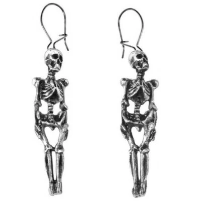 Alchemy Gothic Skeleton Dangling Earrings Surgical Steel Hooks Punk Goth NEW E9 - Image 1 of 4