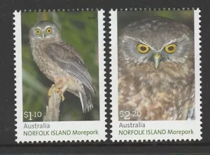 Isla NORFOLK - 2022 MOREPORK Juego de diseño de aves de 2 Estampillada sin montar o nunca montada - Vida silvestre. - Imagen 1 de 1