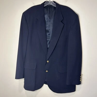 Lands End Men's 44R Wool Navy Blue Jacket Blazer Gold Crest Anchor Buttons EUC - Image 1 of 4