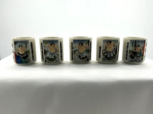 Set of 5 Sumo Wrestler Saki Cups In Original Box Japan - Picture 1 of 11
