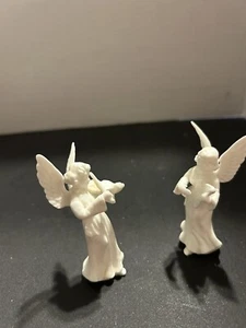 SB Schmid Bros Porcelain Angel Choir Set of 2 Musicians Violin And harp - Picture 1 of 11