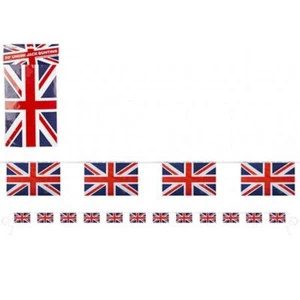 Union Jack Rayon Rectangle Bunting Large Flags 20ft 6m Long VE Day Party - Picture 1 of 2