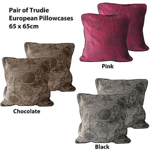 Par de fundas de almohada europeas Jacquard Trudie de alta calidad - NEGRO CHOCOLATE ROSA - Imagen 1 de 9