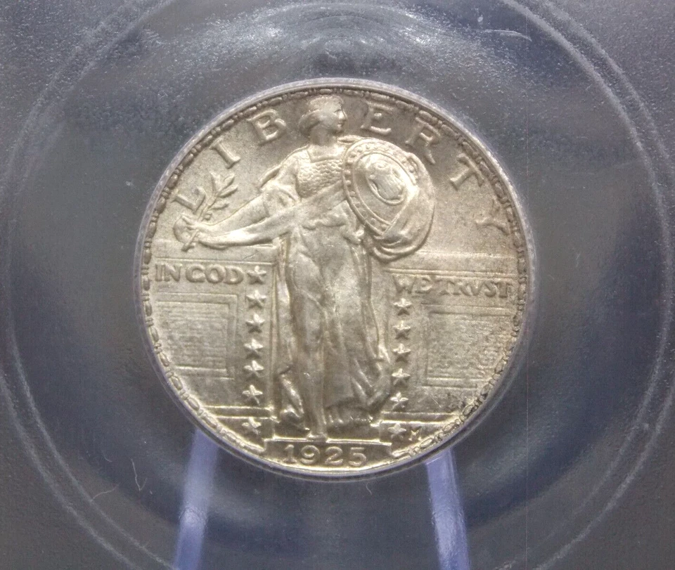 1925 "P" Standing Liberty SILVER Quarter SLQ 25c ICG MS64 #305 BU Unc ECC&C, Inc - Image 1 of 4