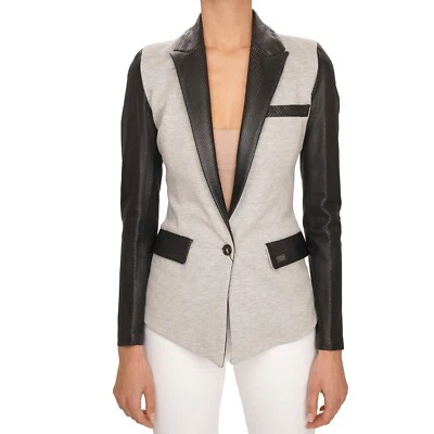 Chaqueta Blazer PHILIPP PLEIN COUTURE Cuero Algodón FELIZ GRIS NEGRO XS 2 09118 Foto 1 de 4