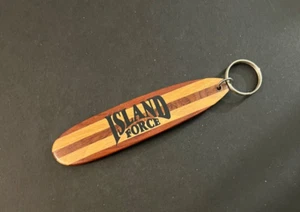Vintage Island Force Wood Surfboard Surfing Keychain - Picture 1 of 4