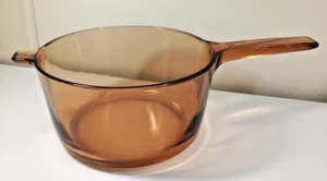Vision Corning Kochtopf Glas Bernstein 20 cm Durchmesser Vintage Frankreich - Bild 1 von 7