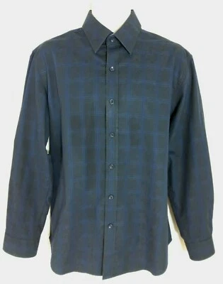 Camisa TASSO ELBA Para Hombre GRANDE Negra Azul A Cuadros Abotonada Puño Abatible Mezcla Algodón Foto 1 de 4