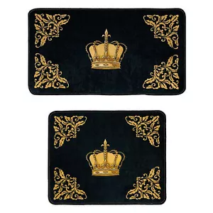 2er Set Badematte Badvorleger Duschvorleger Duschmatte Badteppich schwarz gold - Bild 1 von 7
