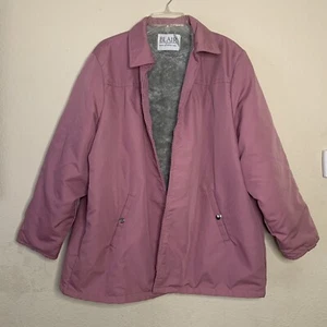 Blair Vintage Pink Canvas Coat XXL Women's Zipper Fleece lined - Picture 1 of 7