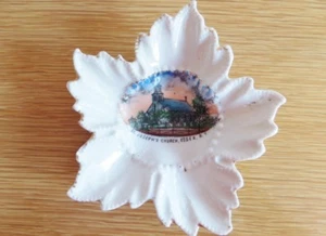Vintage Souvenir Leaf Plate New York St. Joseph's Church Essex Made in Germany - Picture 1 of 4