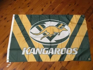 5 x 3 FOOT Australian kangaroos rugby league man cave flag banner WALL HANGING - Picture 1 of 8