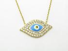 18k Yellow Gold Sterling Silver Simulated White Sapphire Evil Eye Necklace Gift