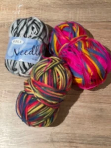 Multicoloured Strands X 3 Balls Of Wool Bundle Sale Lot Listing - Picture 1 of 5