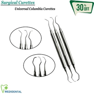 Set de 3 Quirúrgicas Columbia Curetas (Hollow) Instrumentos de Implantaria - Foto 1 di 4