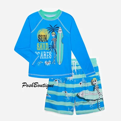 Nightmare Before Christmas Swimsuit Swim Trunks Rash Guard Set Boy 4 6 7 8 10 12 - Image 1 of 4