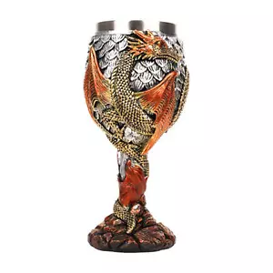 Dragon Wine Goblet Stainless Steel Drinking Cup Medieval Dragons Wine Chalice - Picture 1 of 11