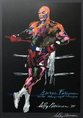 LeRoy Neiman "George Foreman- 世界重量级冠军" 拳击艺术 签名 — 第 1/3 张图片
