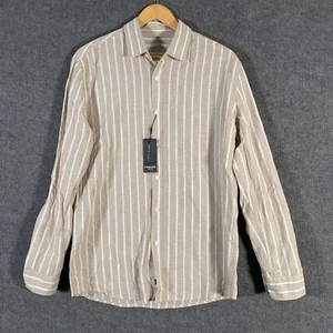 Connor Shirt Mens Medium Beige Button Up Classic Fit Linen City Office NEW Z217 - Picture 1 of 12