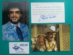 Carta postal firmada autografiada de recuerdos de Justin Ernest Tubb música country - Imagen 1 de 7