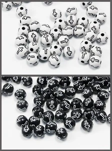 Perlen Kreuz Ø 6/8mm Kugel 50 Stk. Rosenkranz Perle Kunststoffperlen, P-57 - Bild 1 von 4