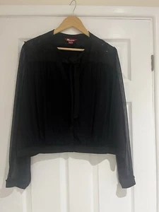 Monsoon Vintage Y2K Pure Silk Chiffon Tie Neck Top, Sequins Evening Size 18 - Picture 1 of 10