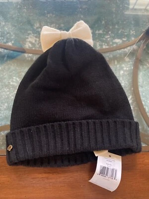 NWT Kate Spade New York Women’s Colorblock Bow Beanie Black White - Image 1 of 4