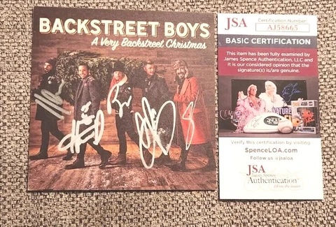 BACKSTREET BOYS SIGNED VERY BACKSTREET CHRISTMAS NICK AJ COMPLETE BAND JSA AUTO Cover